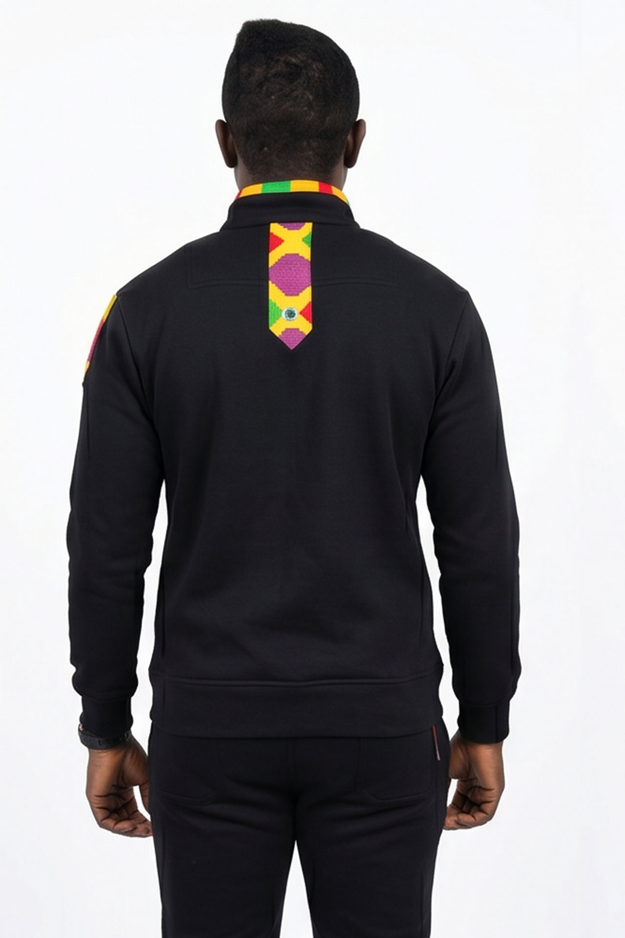 Black Kente Eyelet Zip-Up Tracksuit - Image 4