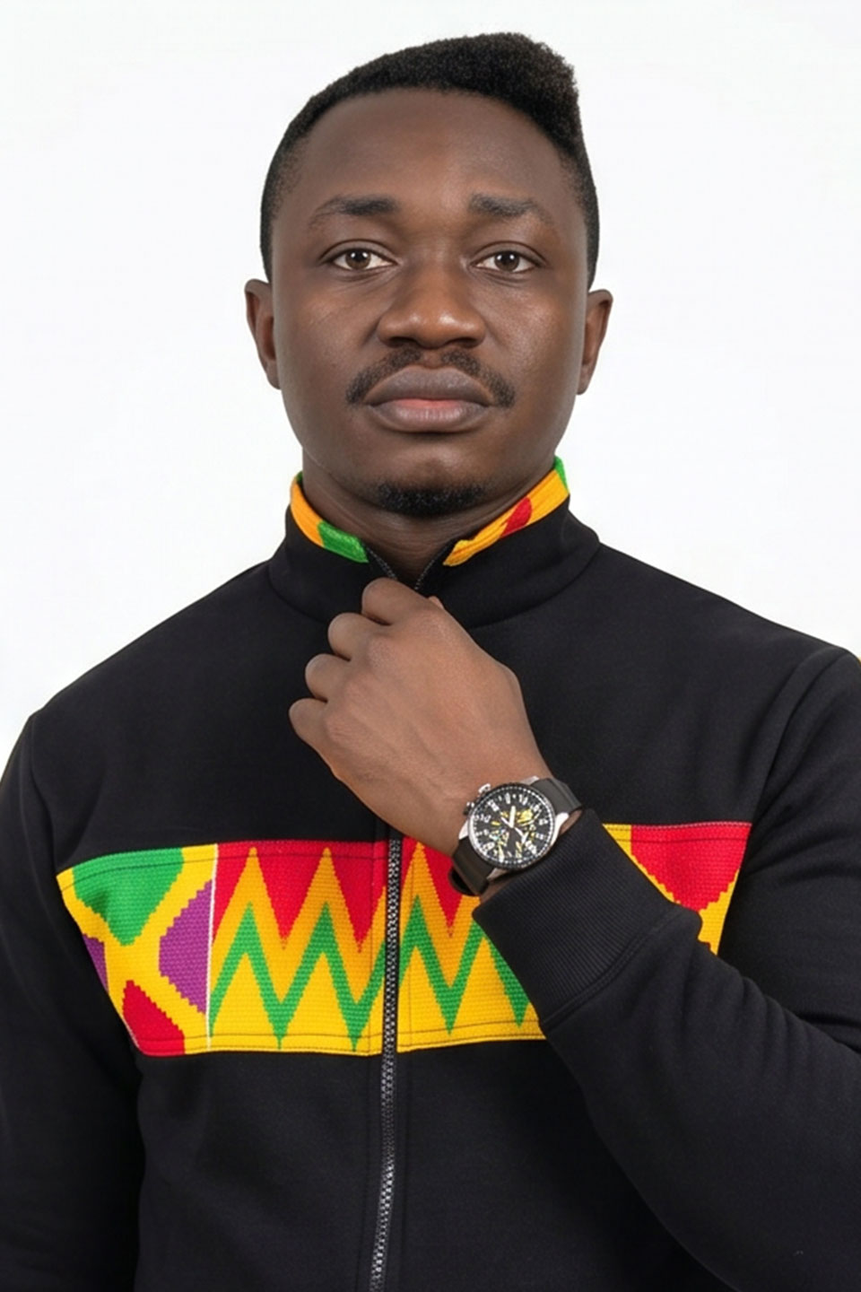 Black Kente Eyelet Zip-Up Tracksuit - Image 2