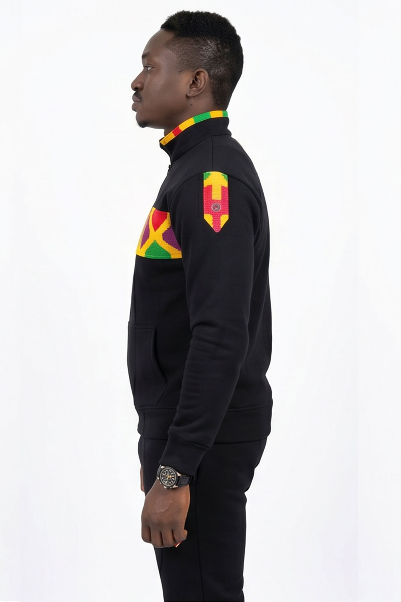 Black Kente Eyelet Zip-Up Tracksuit - Image 3