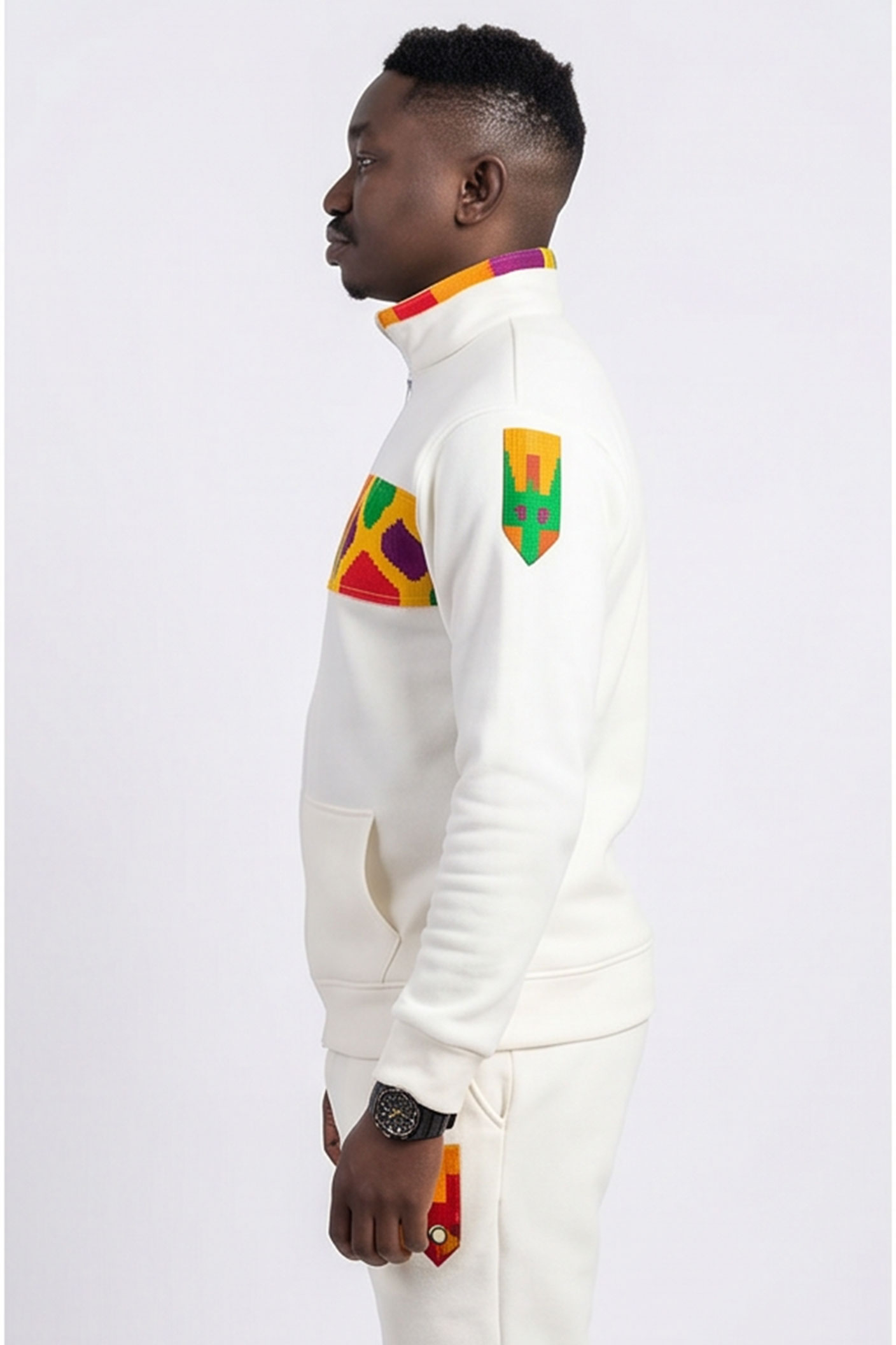 Ivory Kente Eyelet Zip-Up Tracksuit - Image 4