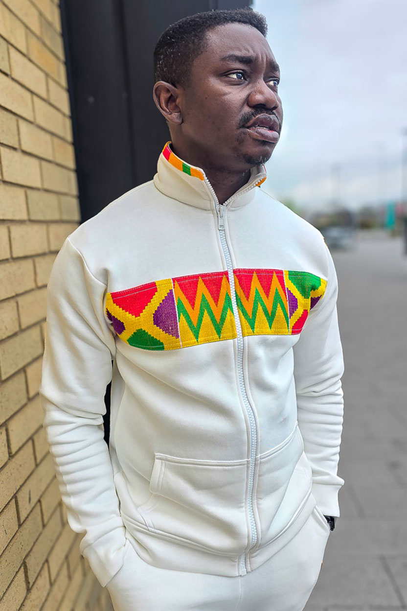 Ivory Kente Eyelet Zip-Up Tracksuit - Image 5