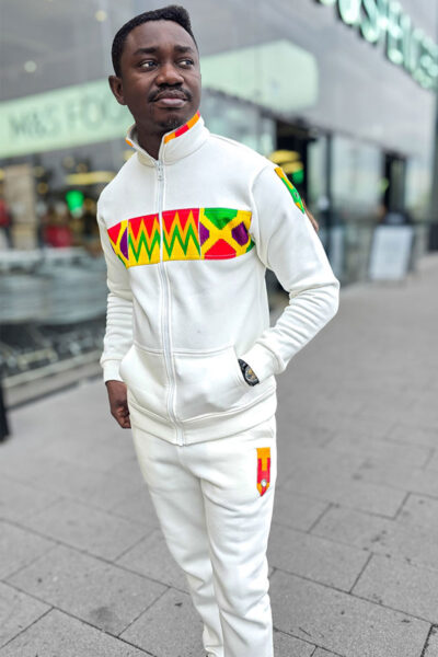 Ivory Kente Eyelet Zip-Up Tracksuit