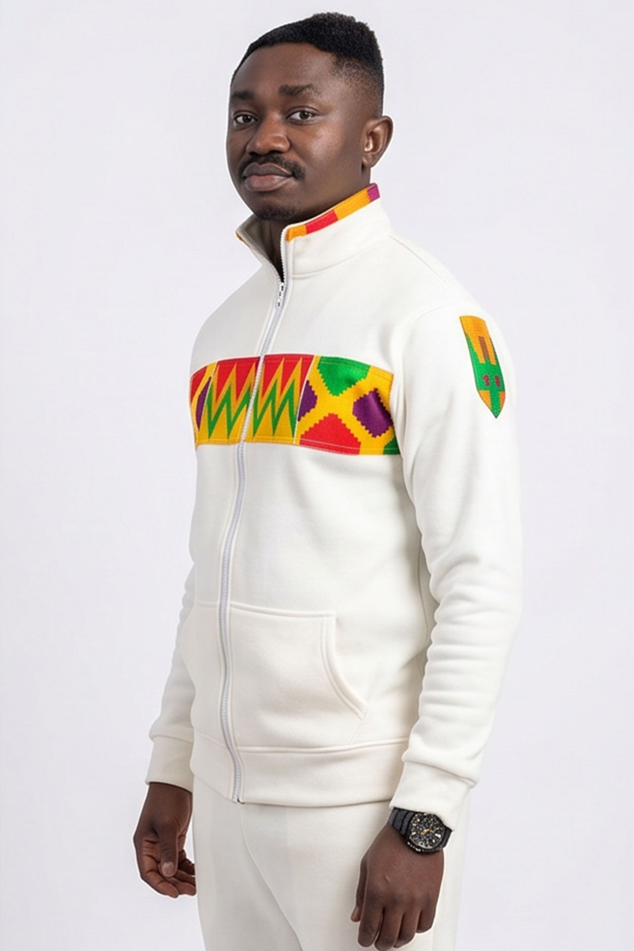 Ivory Kente Eyelet Zip-Up Tracksuit - Image 6